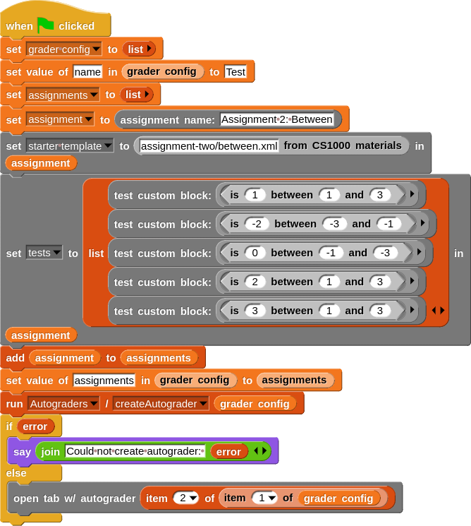 Configuration example made in blocks inside NetsBlox